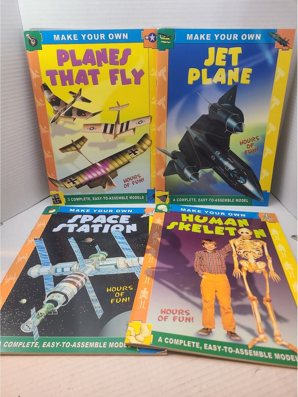 Make Your Own Lot of 4 Books: Planes,  Space Station, Skeleton, Jet New!
